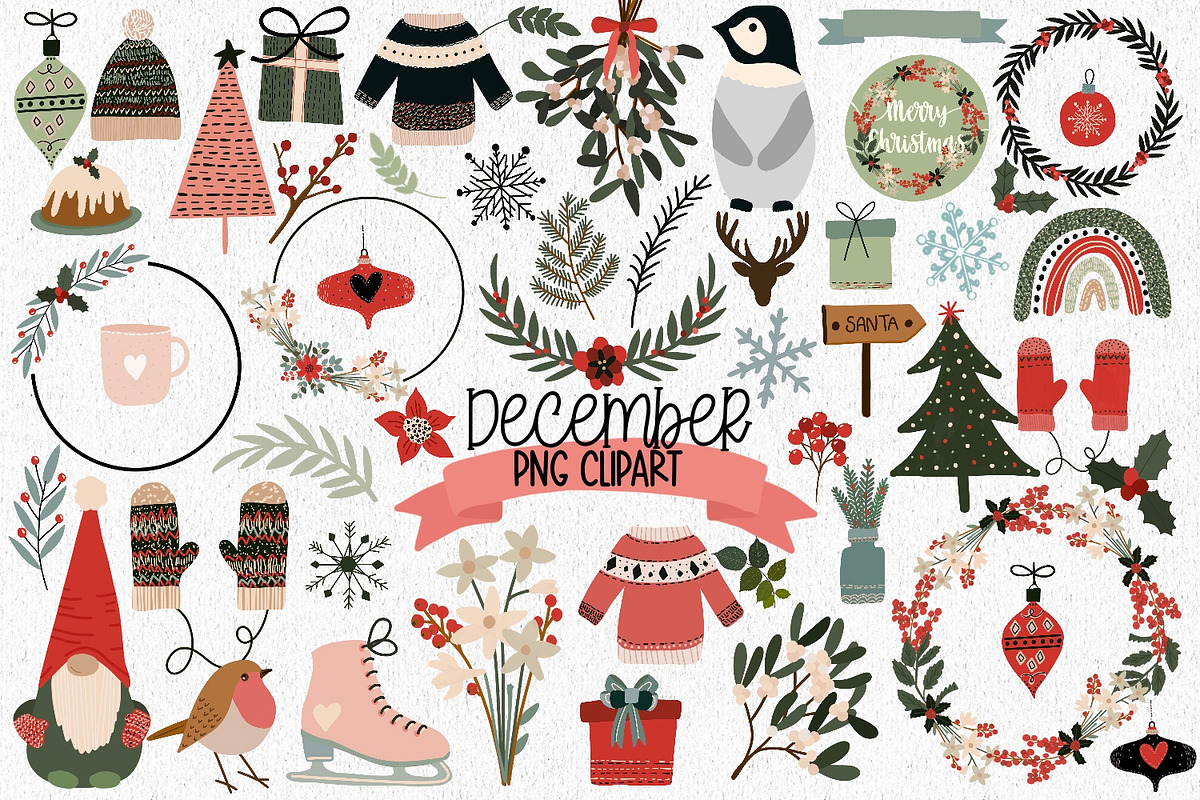 December Clipart | Winter Clipart, an Illustration by illuztrate (Photo 1 of 6)