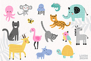 Jungle animals kids clipart set, an Animal Illustration by Leysan Shayak (Thumbnail 3 of 9)