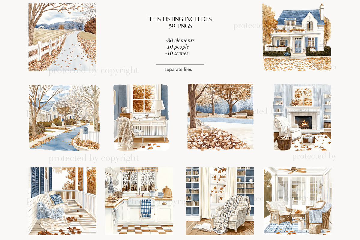 Fall Clipart | Cozy Autumn Elegant, a Seasonal Illustration by GlamArtZhanna (Photo 5 of 8)