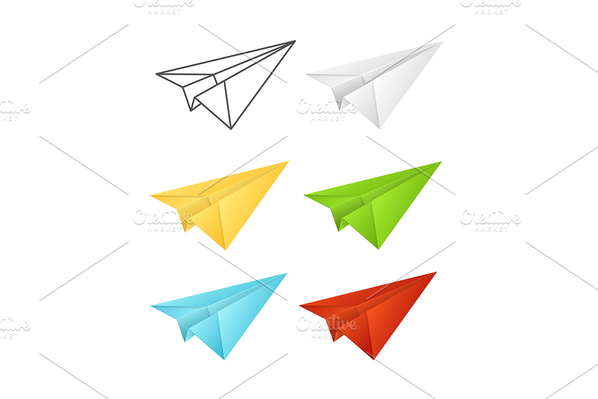 Paper Plane Set. Vector, an Object Graphic by Vector and Templates