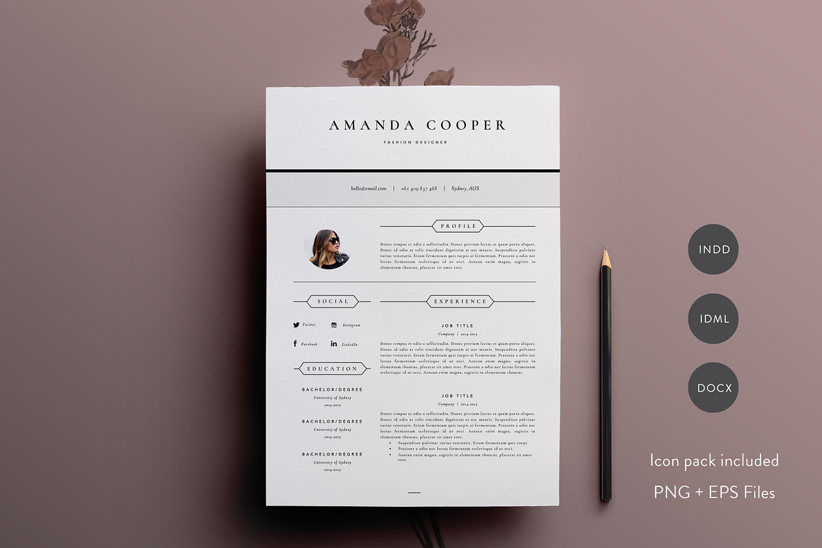 3 Page Resume Template | INDD + DOCX, a Resume Template by Basic Creations (Photo 1 of 5)
