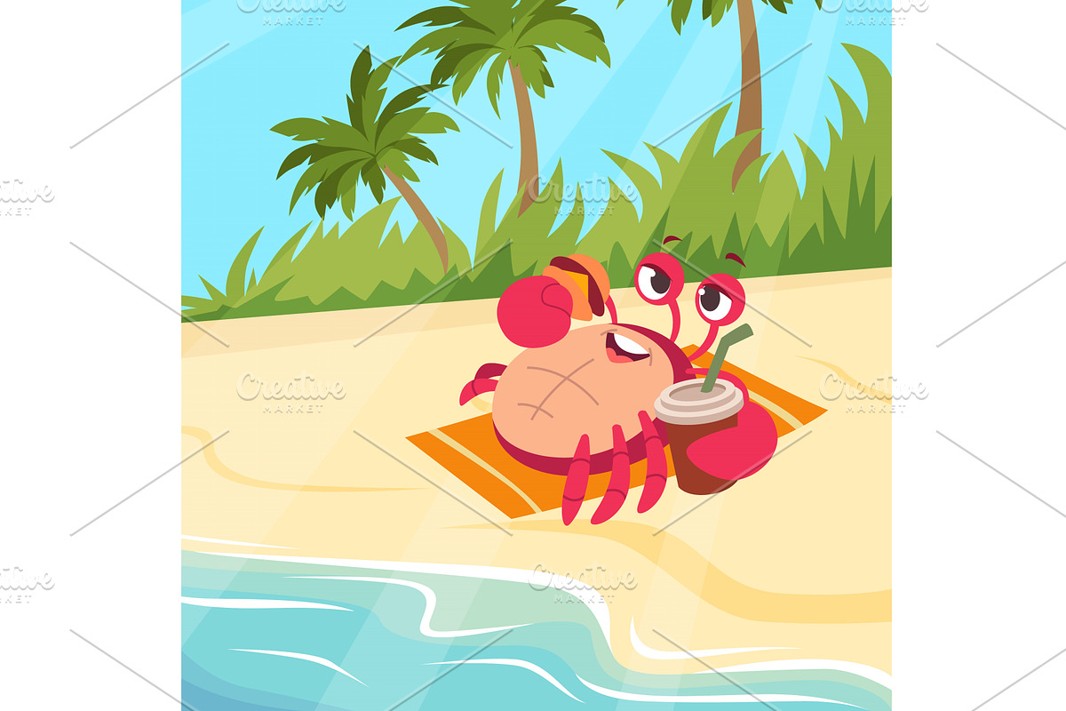 Crab. cute red ocean mascot crab, an Animal Illustration by Onyx