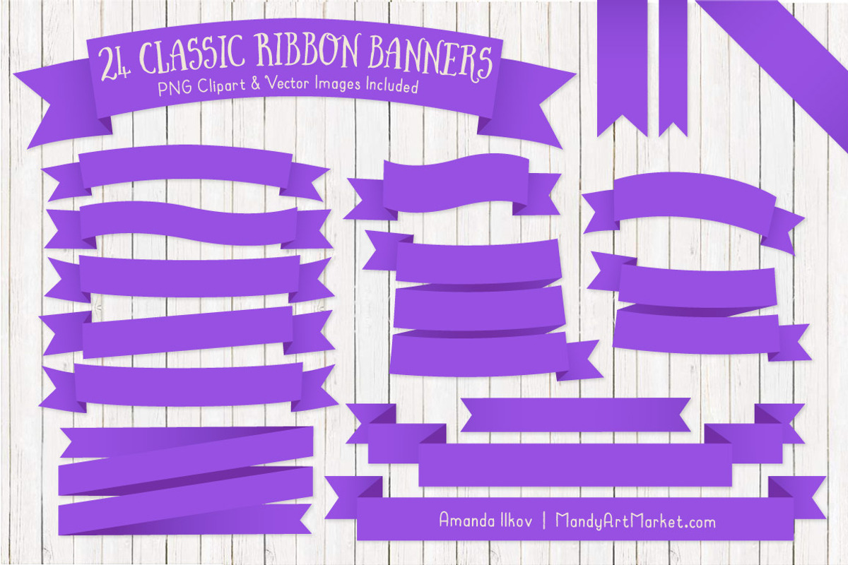 Purple Ribbon Banner Clipart, an Illustration by Amanda Ilkov (Photo 1 of 4)