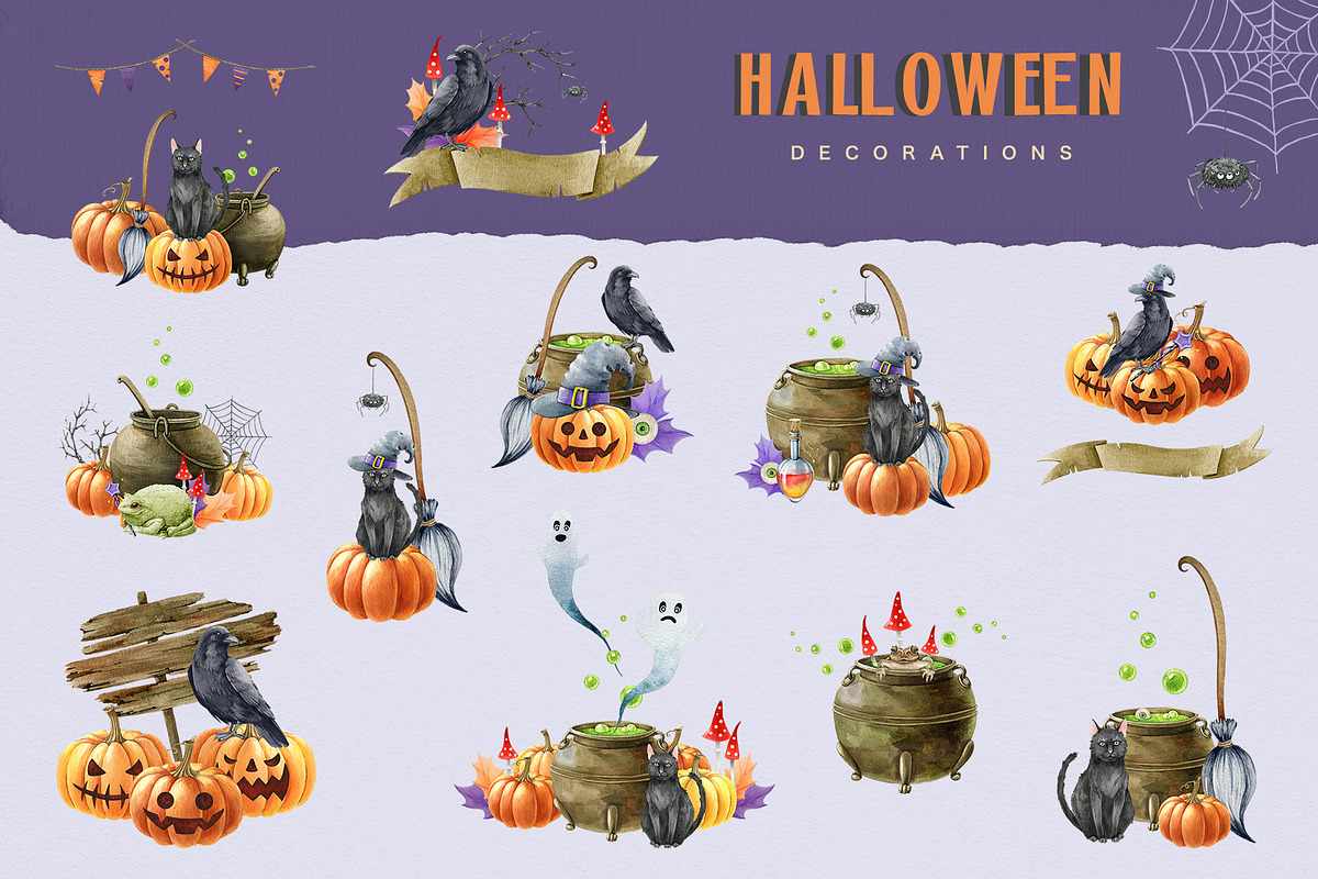Halloween Watercolor Clipart, a Seasonal Illustration by AnitaPol (Photo 9 of 20)