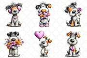 Whimsical Valentine Dog Clipart, an Animal Illustration by Black Bird Studio (Thumbnail 3 of 6)