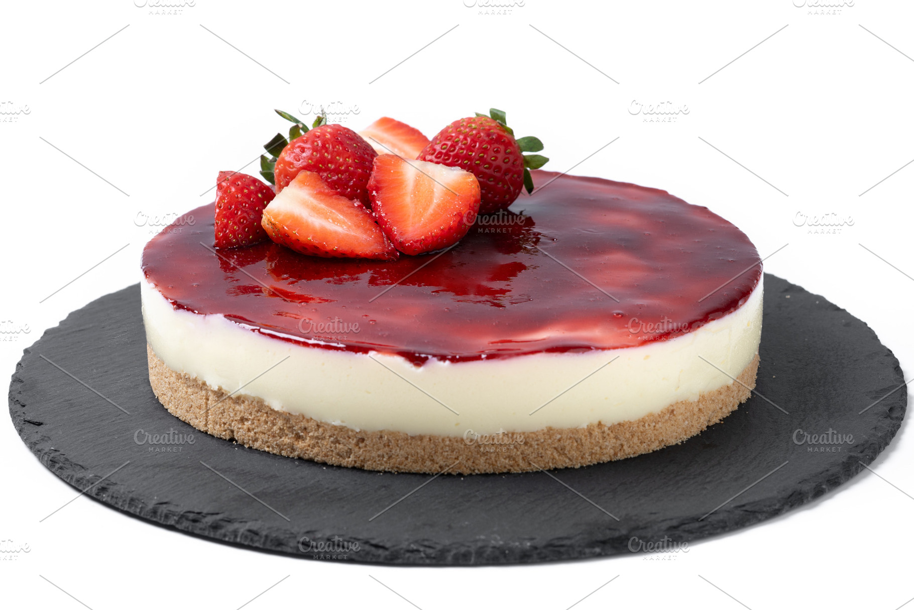 Slice of cheesecake with strawberries, a Food & Drink Photo by etorres69