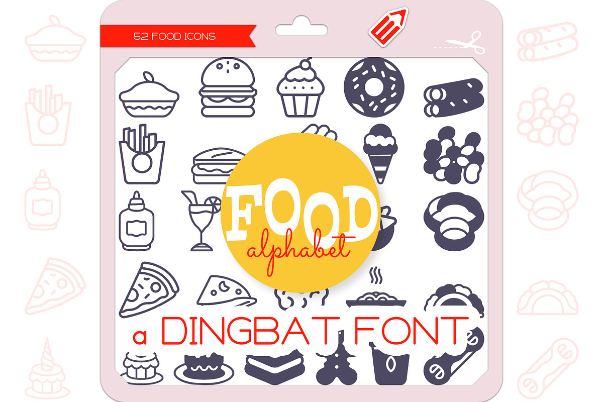 Food Alphabet - Dingbat Font, a Symbol Font by WADLEN (Photo 1 of 7)