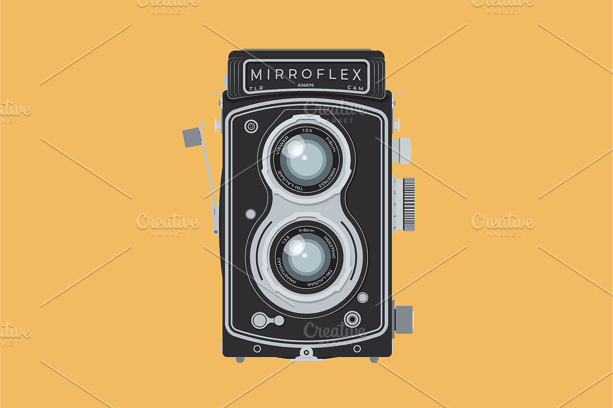 Vintage 120mm TLR Film Camera, an Object Illustration by BenDesigner