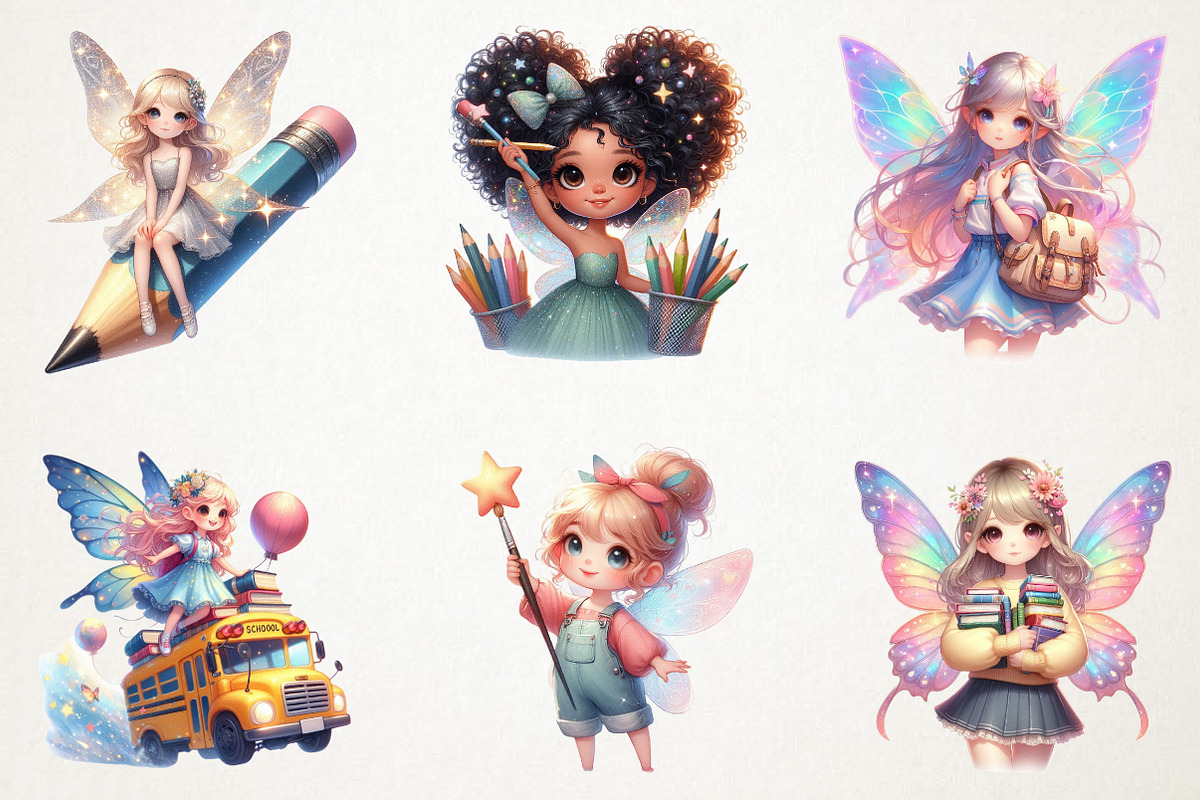 Back To School Cute Fairy Girl Png, an Illustration by RobertsArt (Photo 6 of 7)