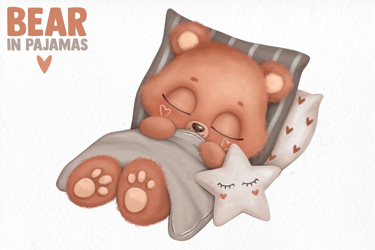 Bear in pajamas, an Animal Illustration by designs.svkl (Photo 6 of 6)