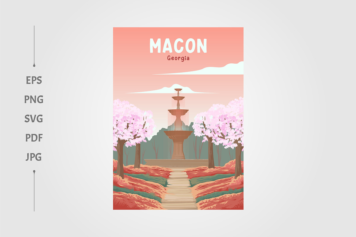 cherry blossom trees in macon, a Poster Template by lawoel