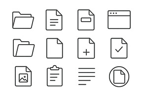 Outline of essential document icons, a Finance Illustration by ZinetroN