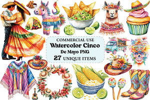 Watercolor Cinco De Mayo PNG, an Illustration by Craft Nest