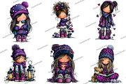 Cute Christmas Girl Clipart, an Illustration by DreamArtGraphic (Thumbnail 4 of 5)