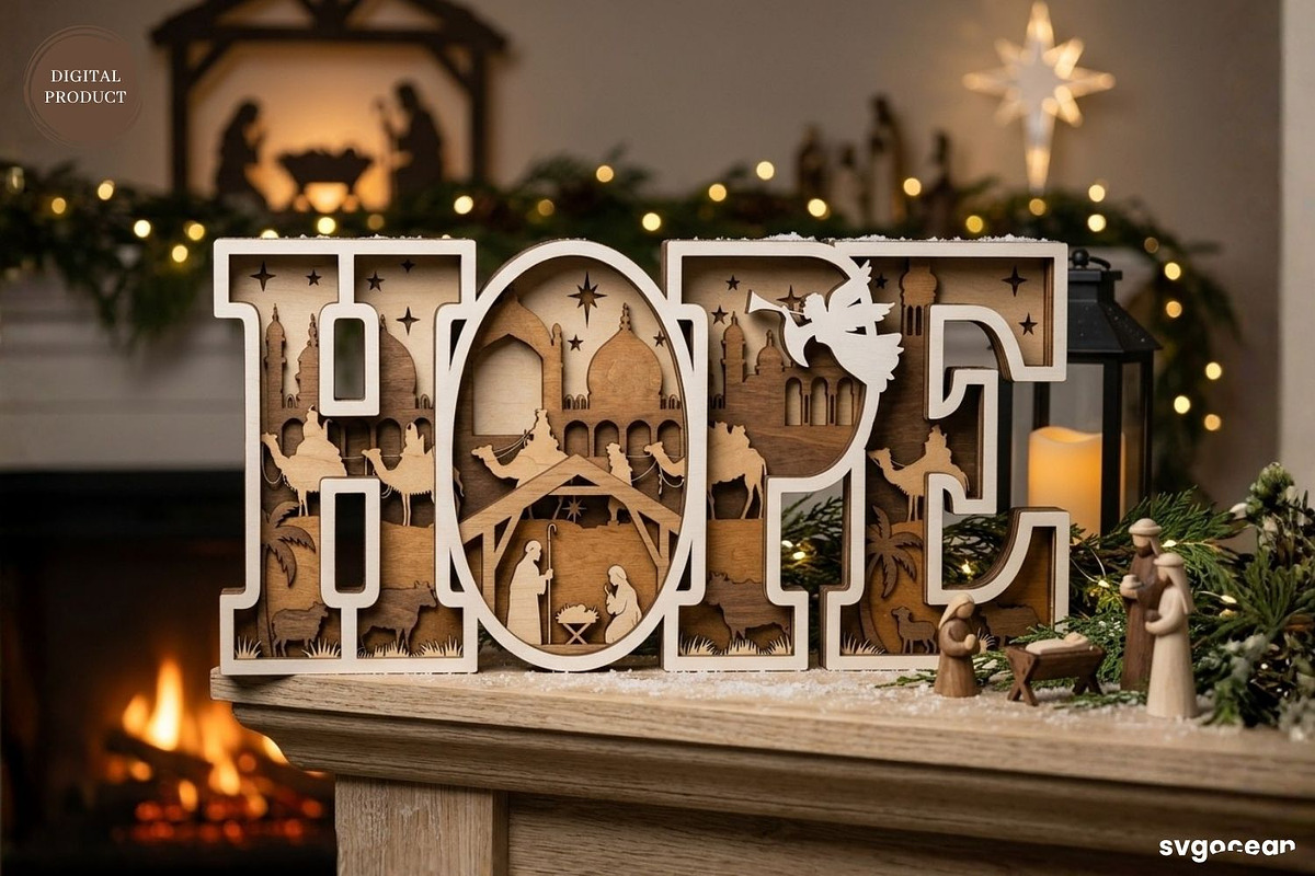 3D Nativity Word Stands SVG Bundle, a Decorative Illustration by svgocean (Photo 4 of 7)