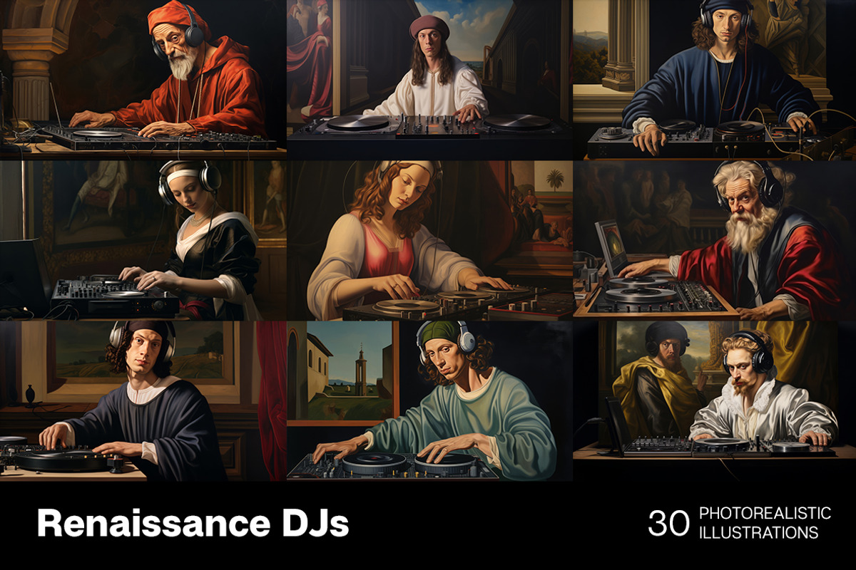Renaissance DJs. 30 images, a Person Illustration by Handmadefont (Photo 3 of 10)