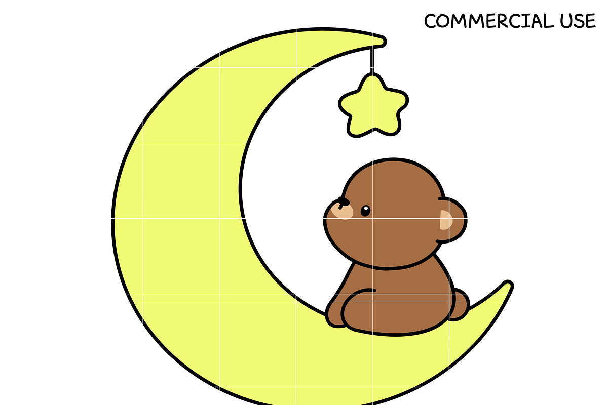 Cute Bear with Moon SVG Bundle, a Graphic by TheHitShop (Photo 1 of 10)