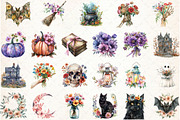 Watercolor Floral Halloween Clipart, an Illustration by Libby Wishes (Thumbnail 5 of 5)