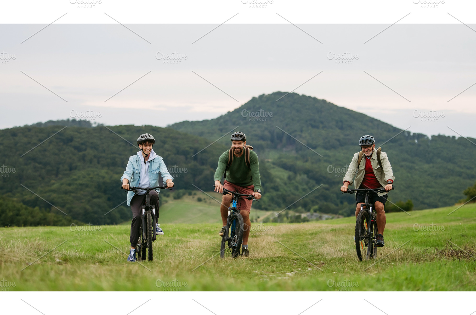 Grandfather, father and teen boy on, a Sports & Recreation Photo by HalfPoint