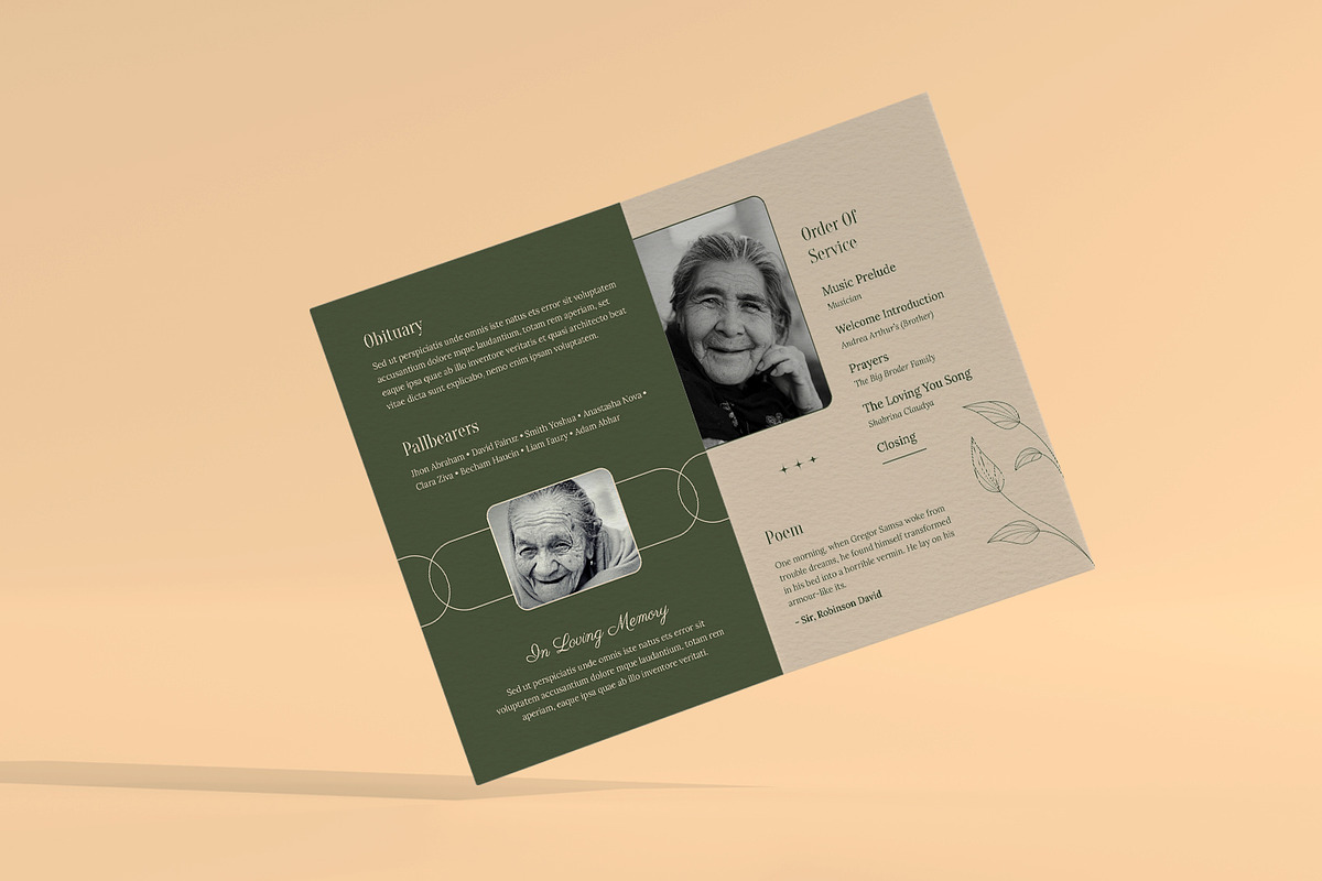 Vintage Minimal Funeral Program, a Brochure Template by Neermana (Photo 3 of 4)
