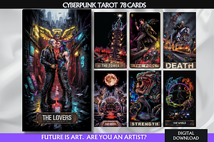 Cyberpunk Tarot Cards Deck