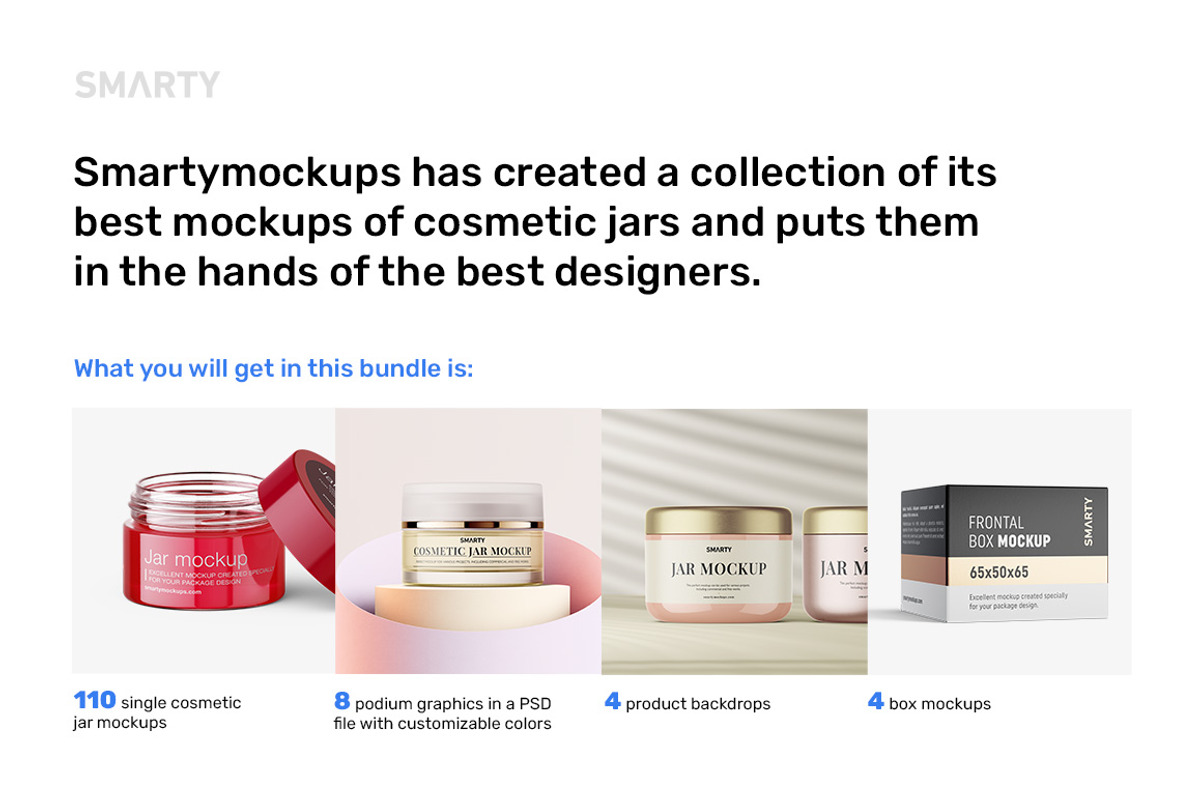 Cosmetic jar mockups bundle, a Packaging Mockup by Smarty Mockups (Photo 2 of 28)