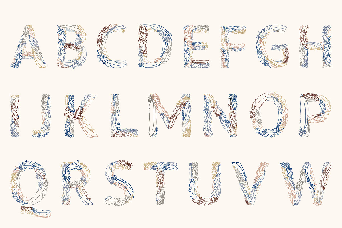 Feather Monograms, a Decorative Illustration by julianaapina (Photo 2 of 5)