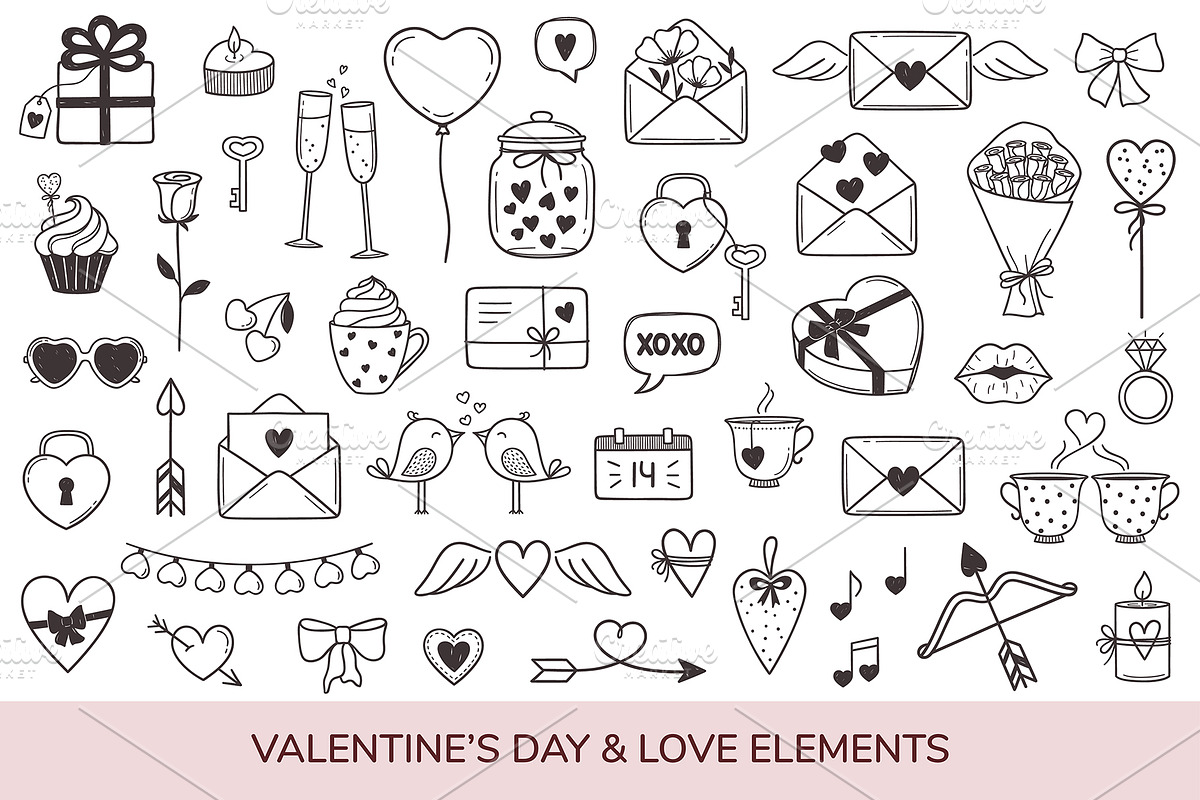 Valentines day Love vector doodles, a Graphic by InkySplash (Photo 2 of 5)