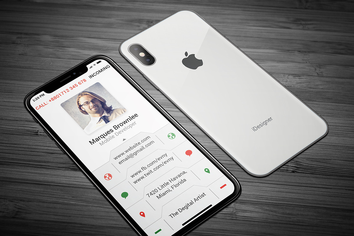 iPhone X Business Card, a Business Card Template by TheFeture (Photo 2 of 6)