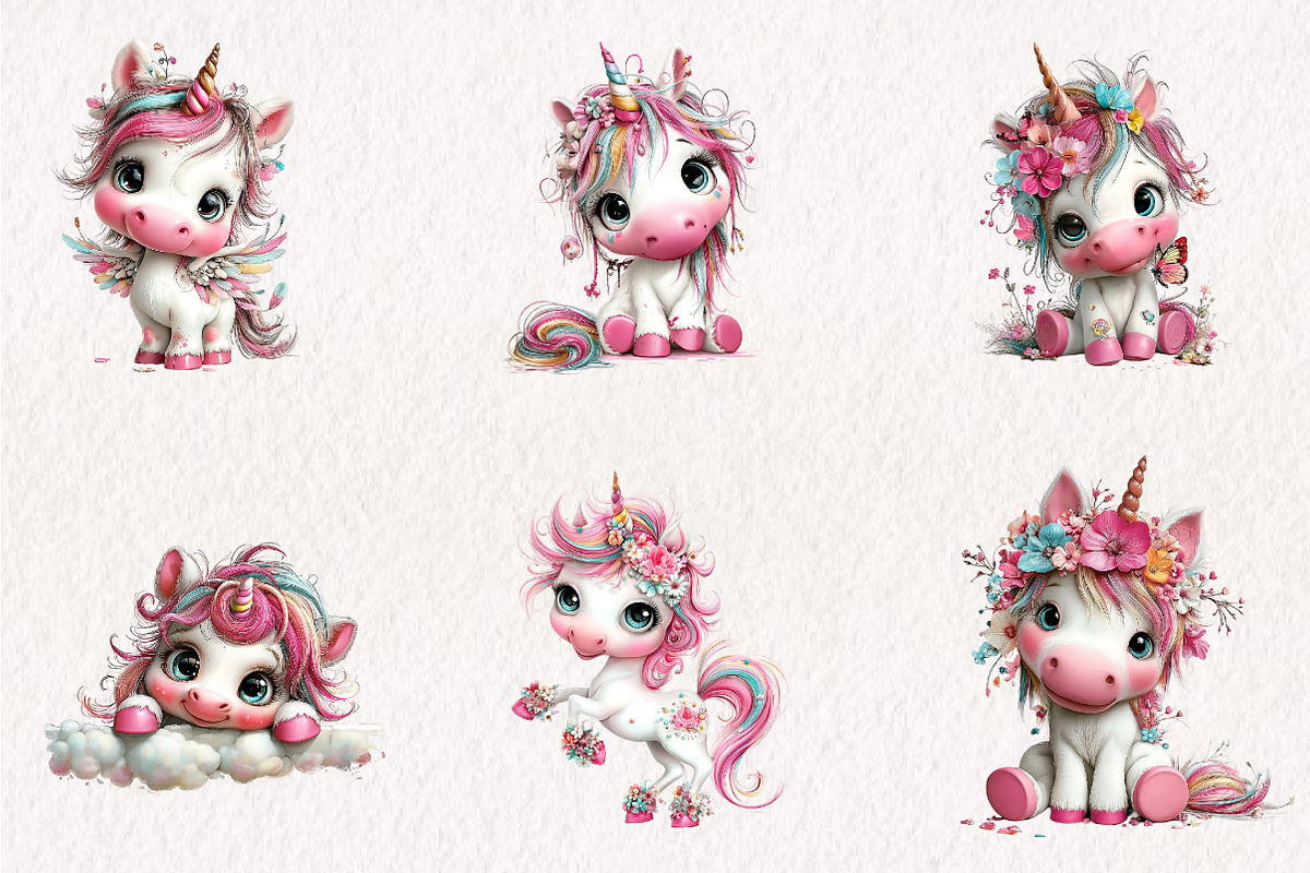 Baby Unicorns Sublimation Clipart Bu, a Work Illustration by CreationArt (Photo 4 of 7)