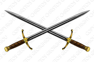 Crossed Medieval Swords Vintage, an Illustration by Christos Georghiou