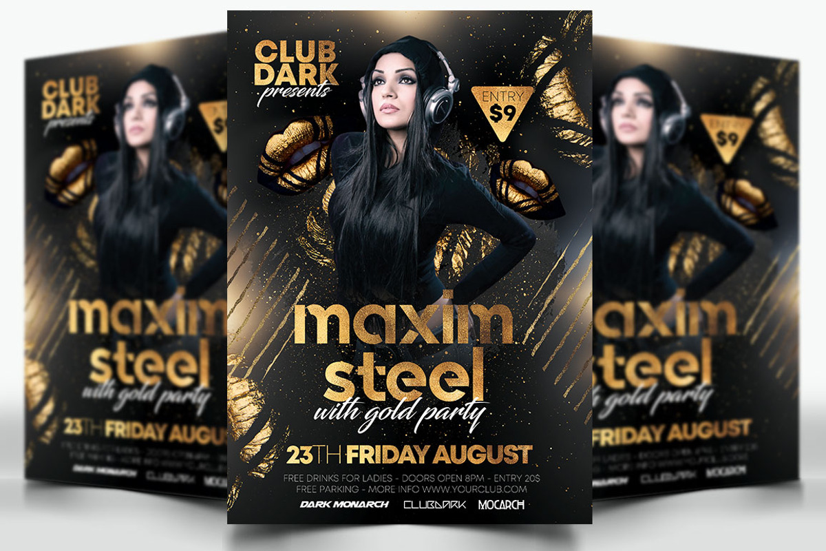 A4 Guest Dj Flyer with Gold Party, a Flyer Template by darkmonarch (Photo 1 of 3)