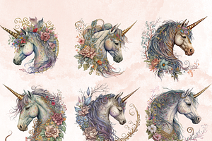 Watercolor Royal Unicorn Clipart