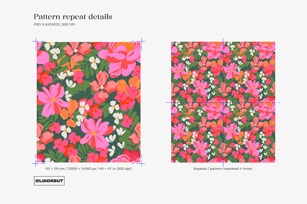 Bold Bloom Tropical Flower Pattern, a Pattern Graphic by likorbut (Photo 4 of 14)