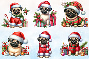 Christmas Pug Dog Clipart Bundle, a Seasonal Illustration by Rose Art (Thumbnail 3 of 5)
