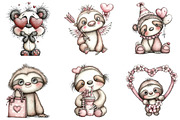 Whimsical Quirky Valentine Sloth PNG, a Graphic by CraftArtStudio (Thumbnail 3 of 6)