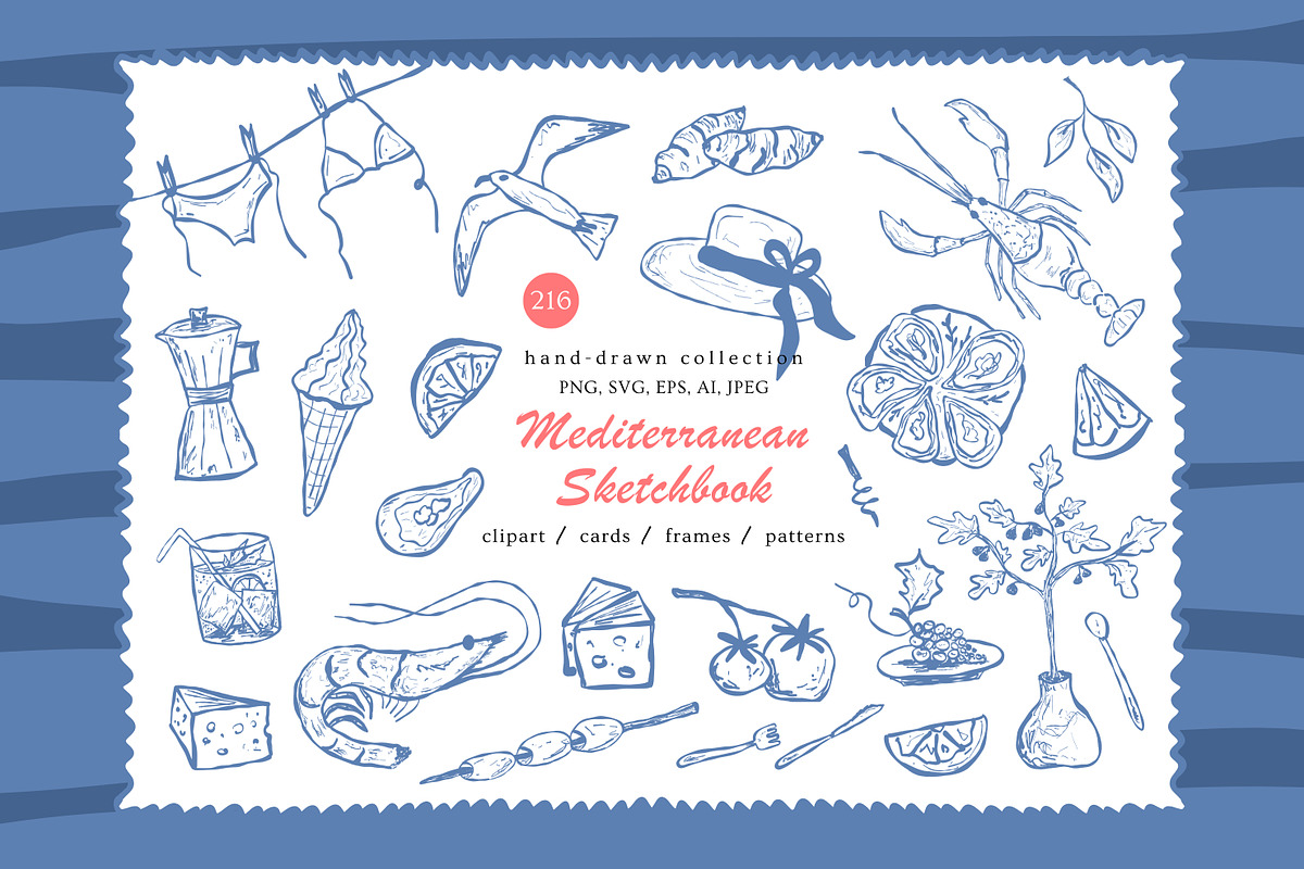 Amalfi coast hand-drawn clipart, a Decorative Illustration by CapriceMeDesigns (Photo 1 of 17)