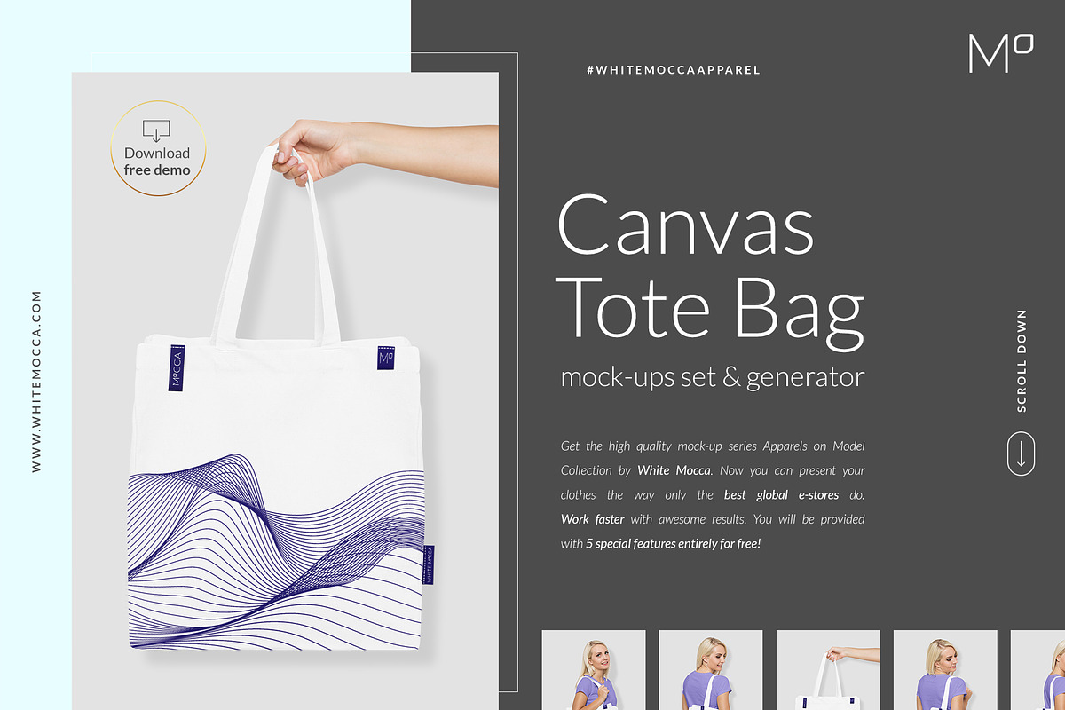 Canvas Tote Bag Mock-ups Set DEMO, a Books & Magazine Mockup by Apparel_Mockups (Photo 1 of 22)