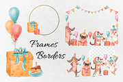 Birthday party. Watercolor dogs., an Animal Illustration by VaraNa Art (Thumbnail 7 of 14)