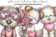 Whimsical Valentine Dog Clipart, an Illustration by Black Bird Studio (Thumbnail 1 of 6)