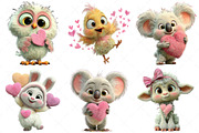 Valentine Kawaii Baby Animals, an Illustration by Craft Nest (Thumbnail 3 of 9)