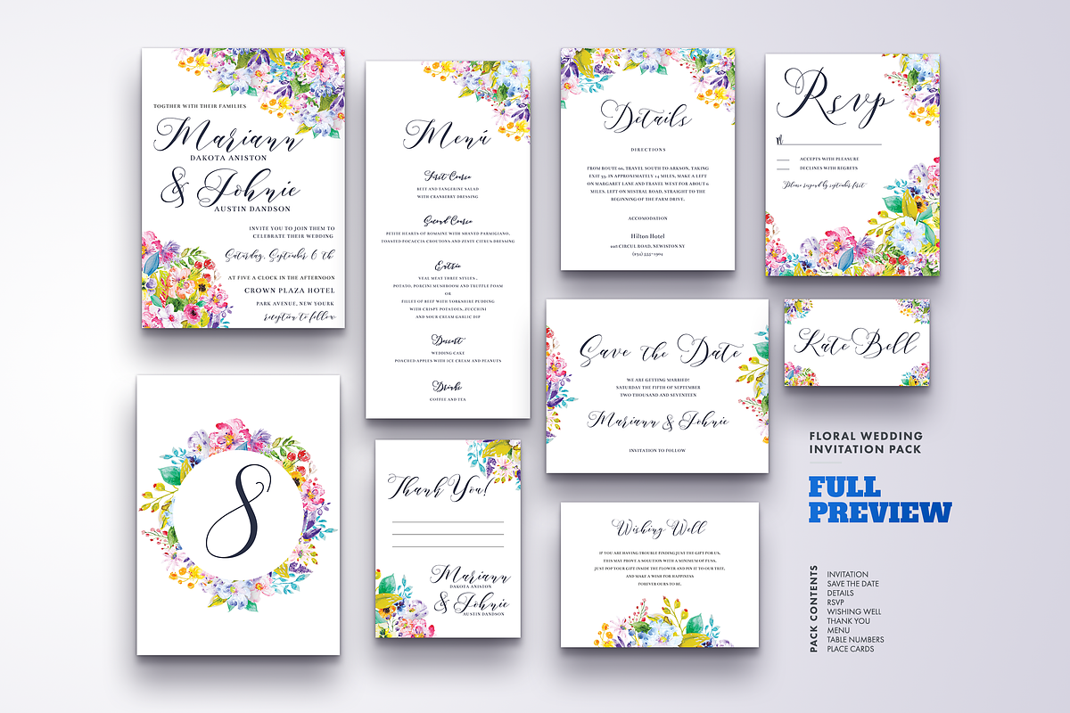 Floral Wedding Invitation Bundle, an Invitation Template by LovePowerDesigns (Photo 11 of 17)