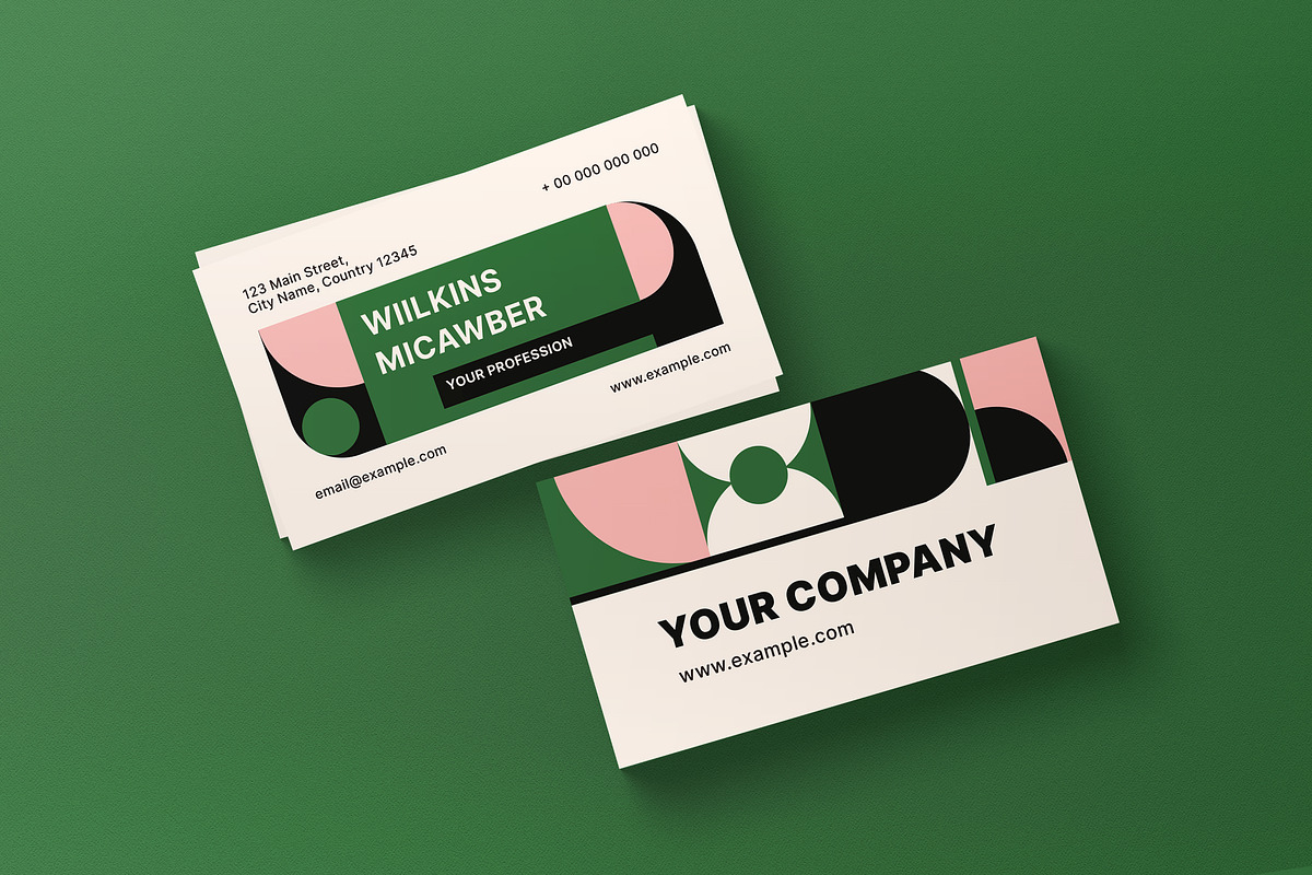 Green Bauhaus Business Card, a Business Card Template by graphicook (Photo 2 of 3)