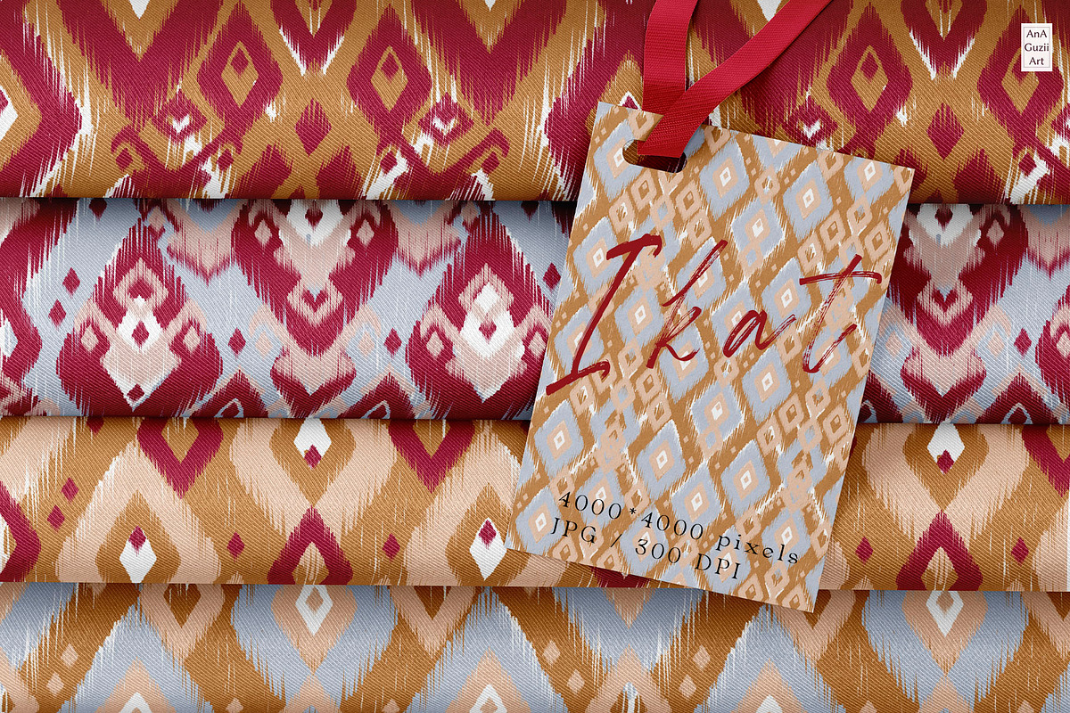Ikat seamless pattern collection., a Pattern Graphic by AnaGuziiArt (Photo 7 of 11)