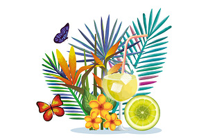 Tropical Cocktail With Lime Fruit