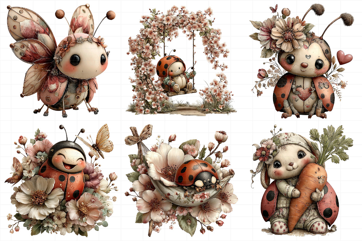 Whimsical Spring Ladybug Clipart, an Illustration by Daily.Designs (Photo 7 of 8)