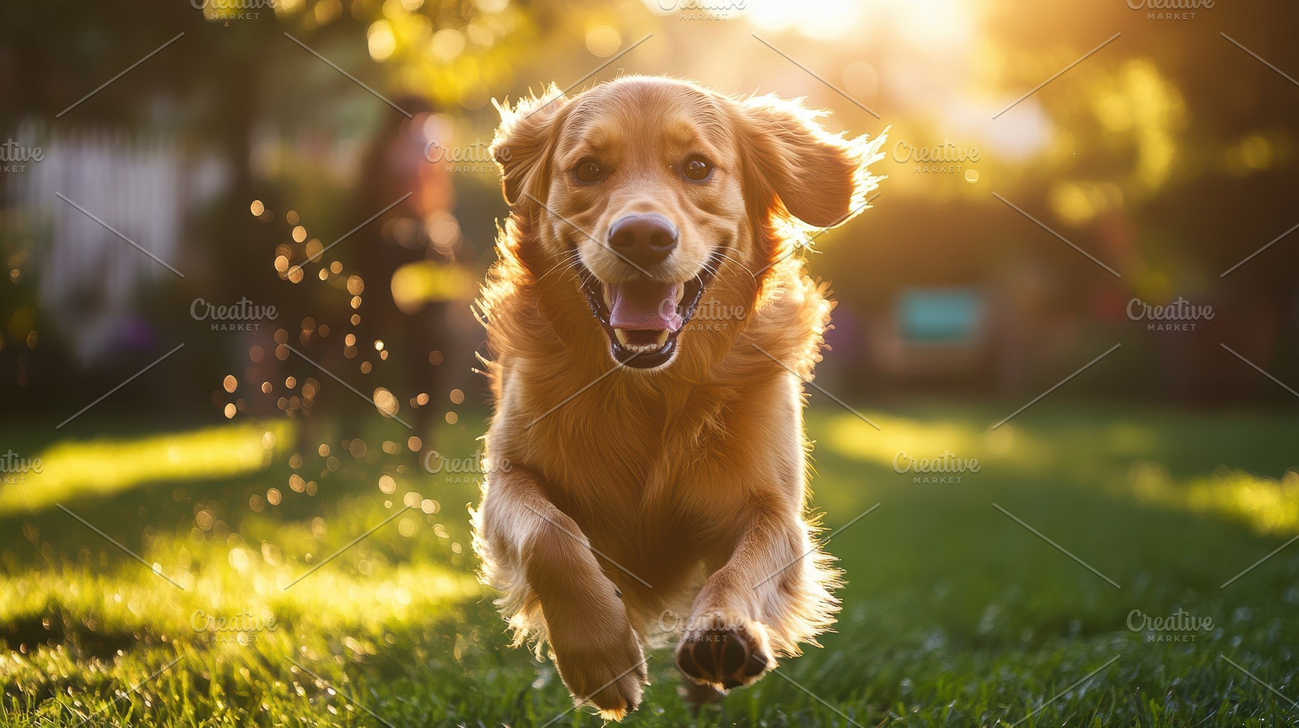 Happy dog running through a yard wit, an Animal Photo by Pixeness Studio