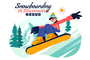 10 Snowboarding Sport Illustration, a Sport Illustration by denayunebgt