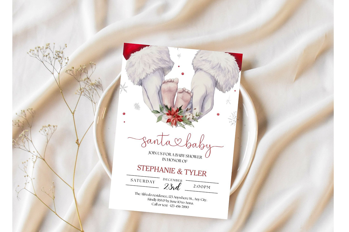Christmas Theme Baby Shower Bundle, an Invitation Template by Stellalunarts (Photo 2 of 9)