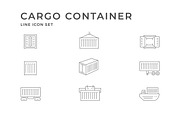 Set line icons of cargo container, an Outline Icon by motorama (Thumbnail 2 of 2)
